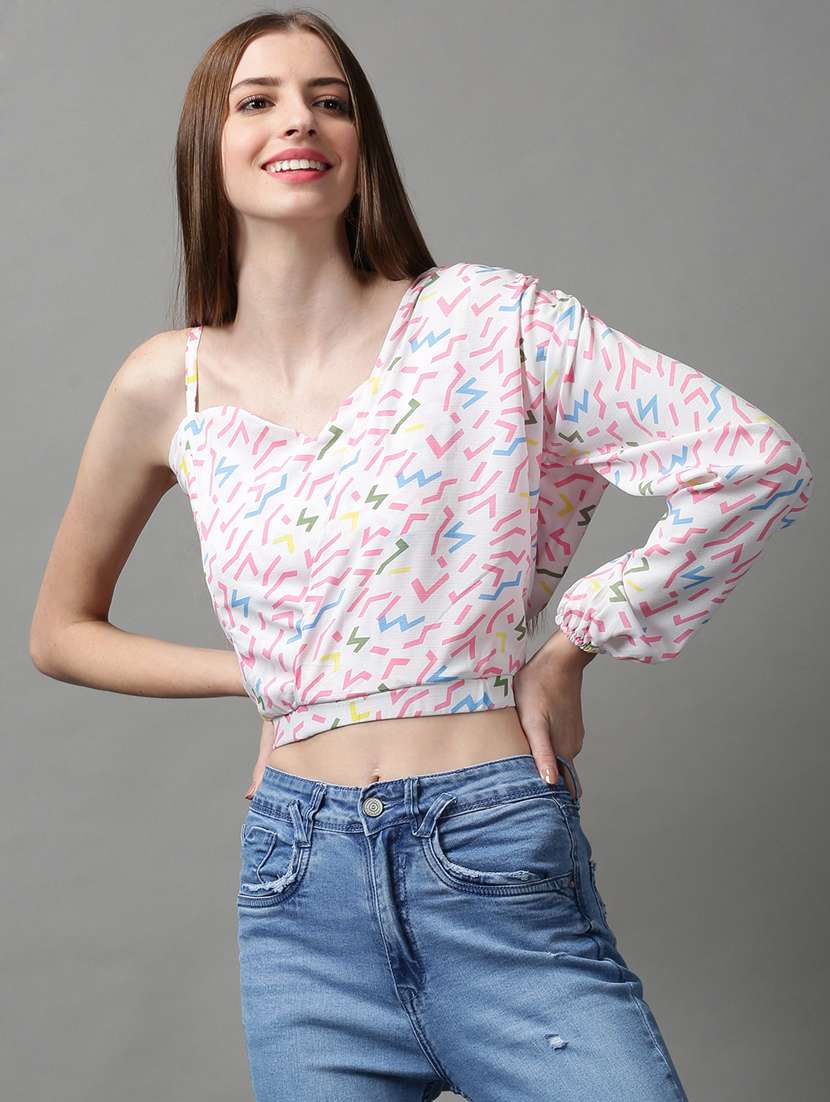 women's crop single shoulder top