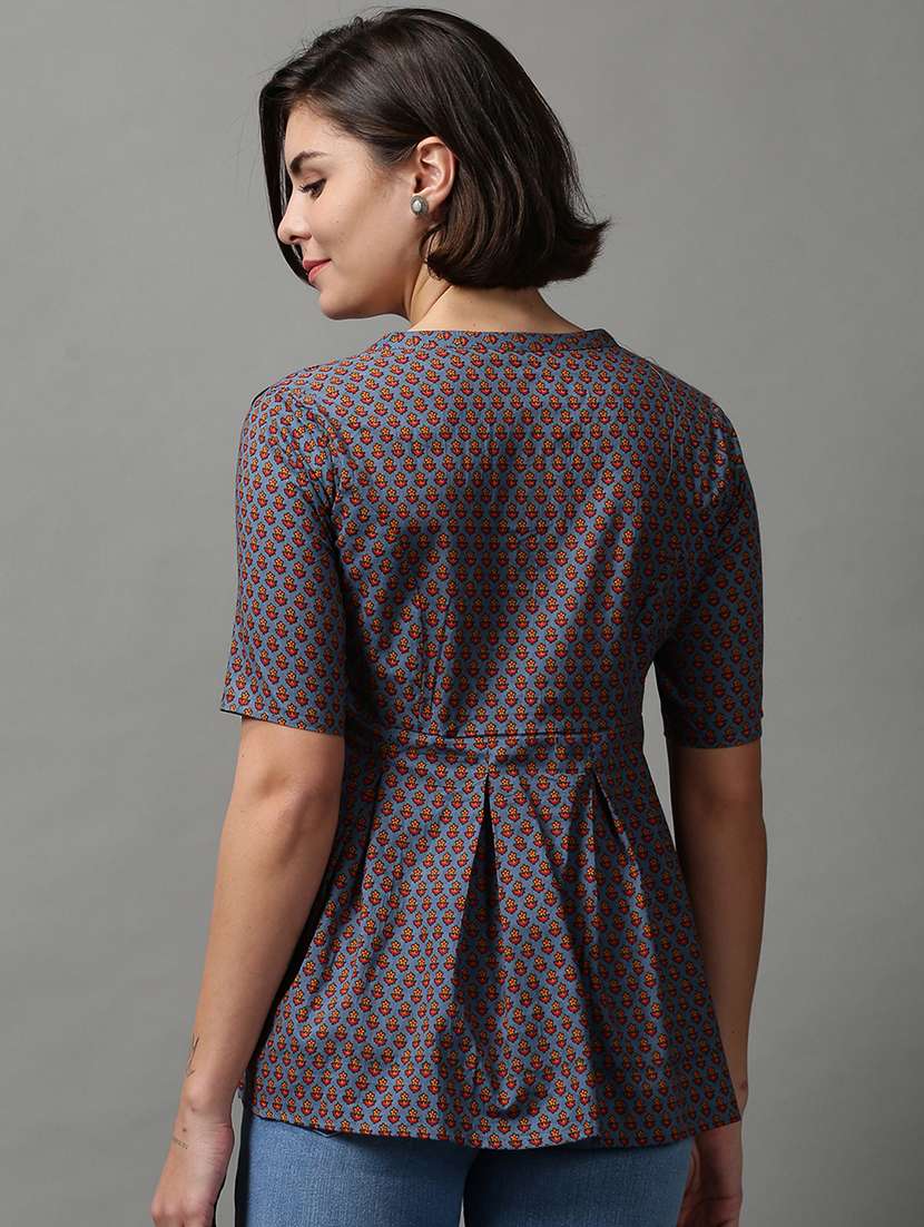 women's peplum mandarin neck top - 18589215 - Standard Image - 3