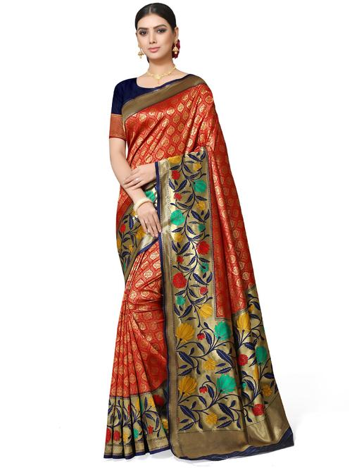 jacquard work banarasi saree with blouse - 18590757 - Standard Image - 0