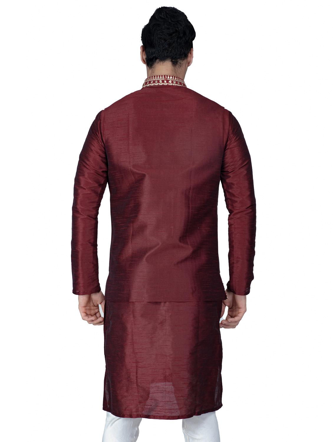 self designed kurta pyjama with jacket - 18590804 - Standard Image - 3