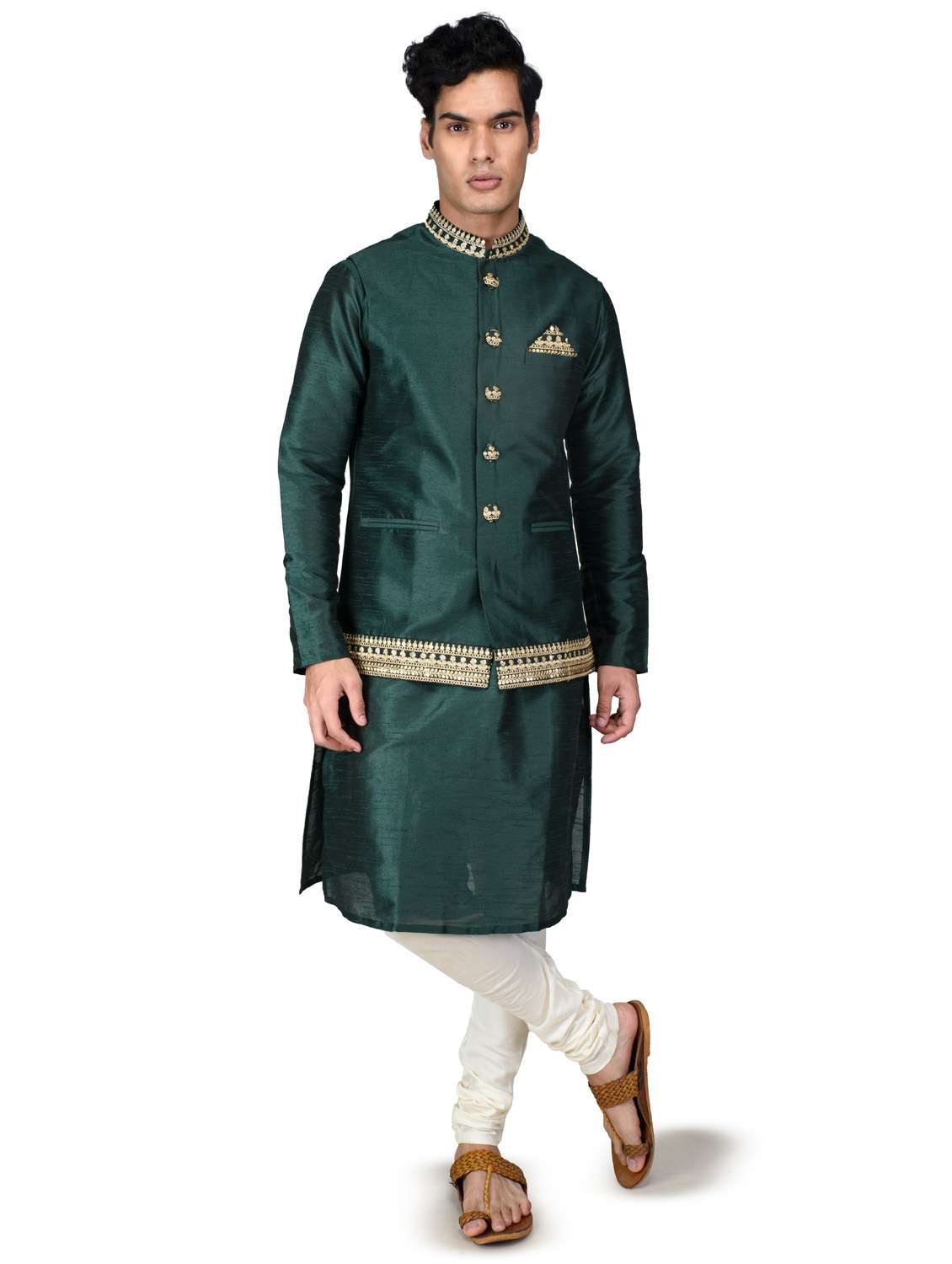 self designed kurta pyjama with jacket