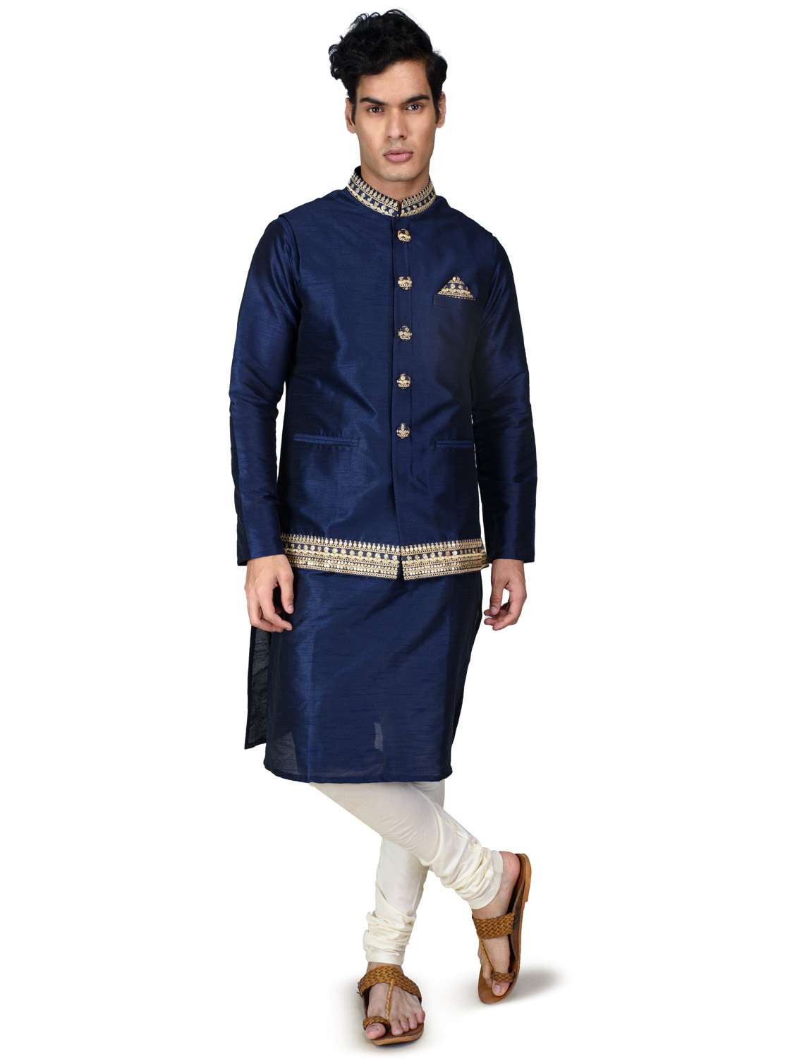 self designed kurta pyjama with jacket