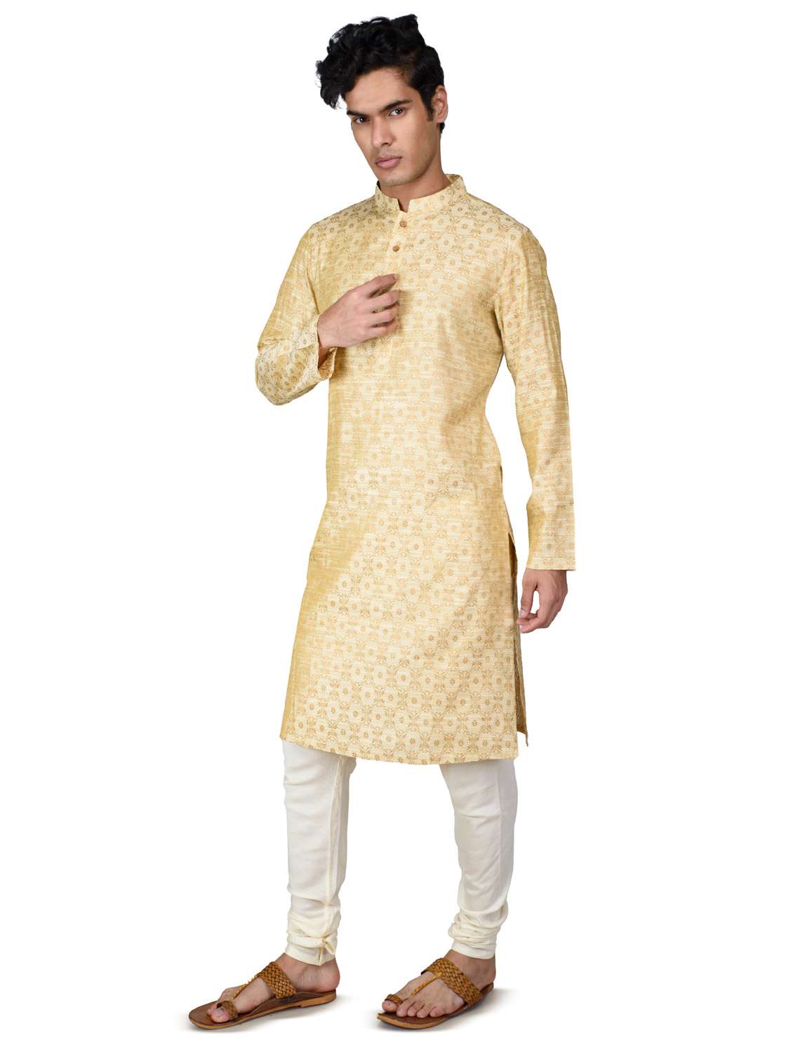 self designed kurta pyjama with jacket - 18590808 -  Standard Image - 3