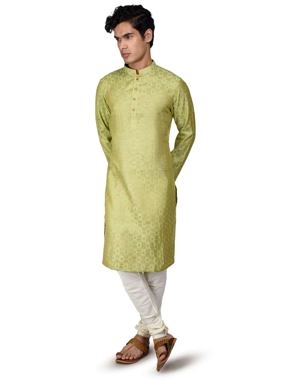 self designed kurta pyjama with jacket - 18590811 -  Standard Image - 3