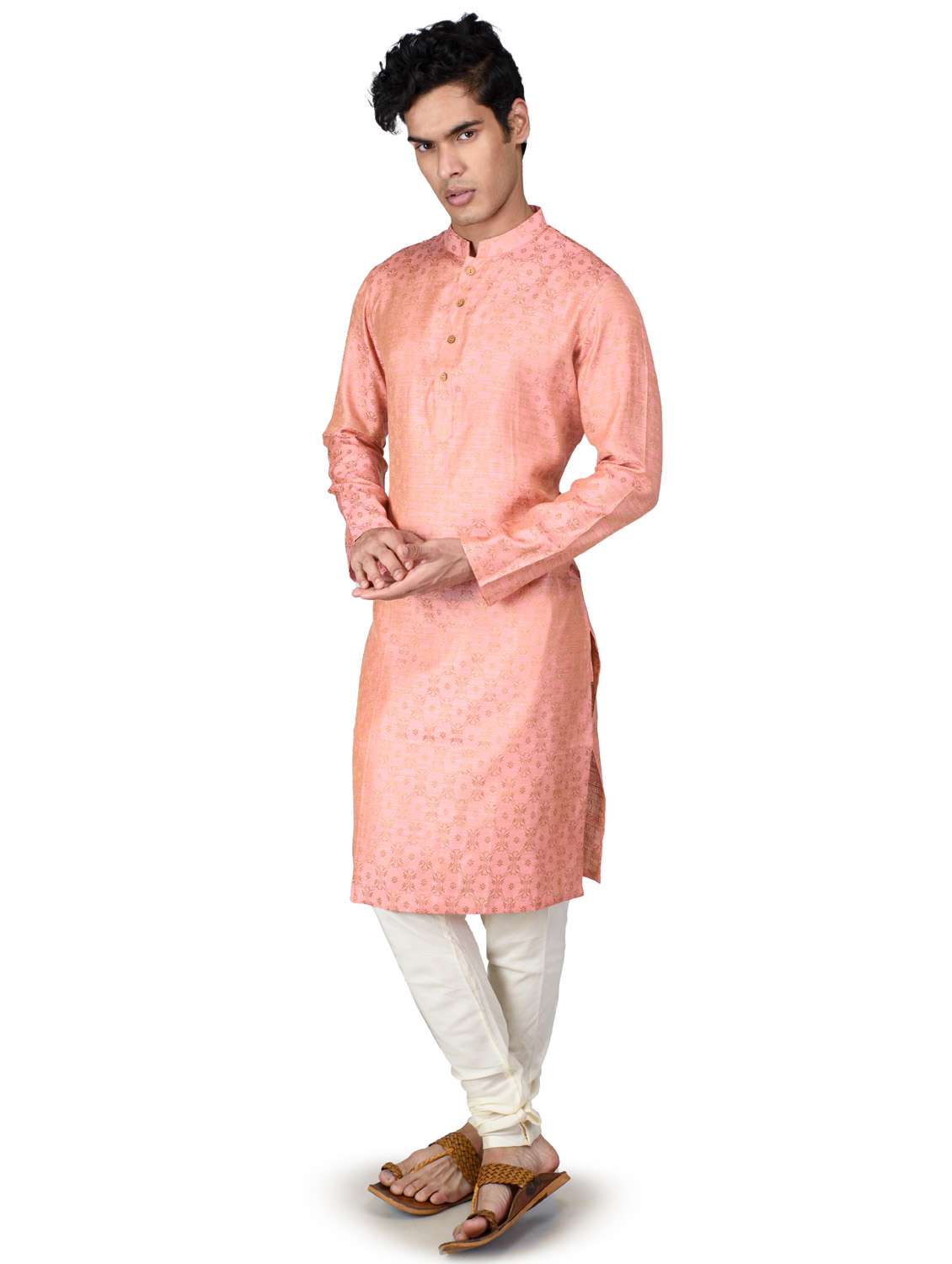 self designed kurta pyjama with jacket - 18590814 -  Standard Image - 3