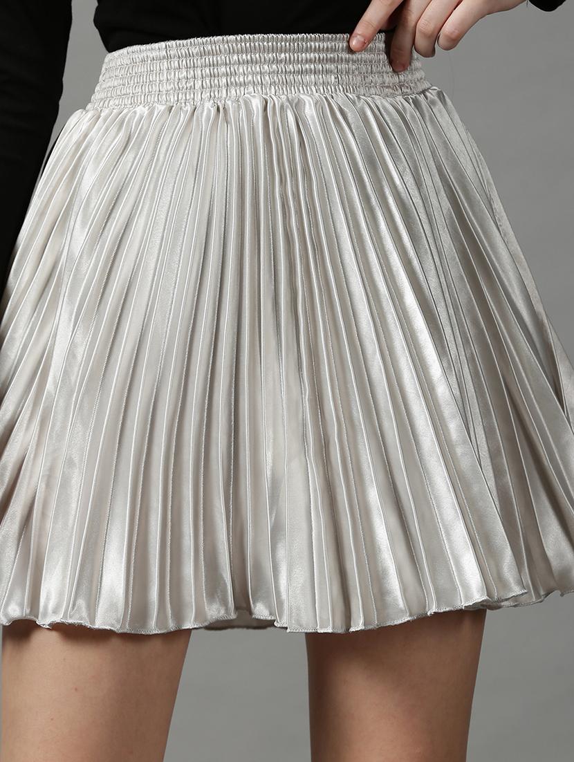 silver solid flared skirt - 18590819 - Standard Image - 5