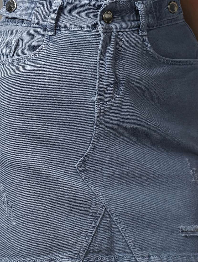 blue solid a-line skirt - 18590824 -  Standard Image - 5