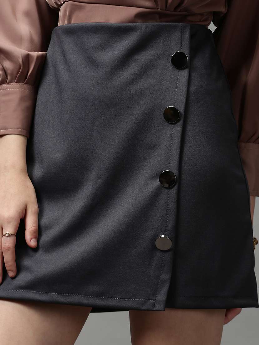 black solid a-line skirt - 18590826 -  Standard Image - 5