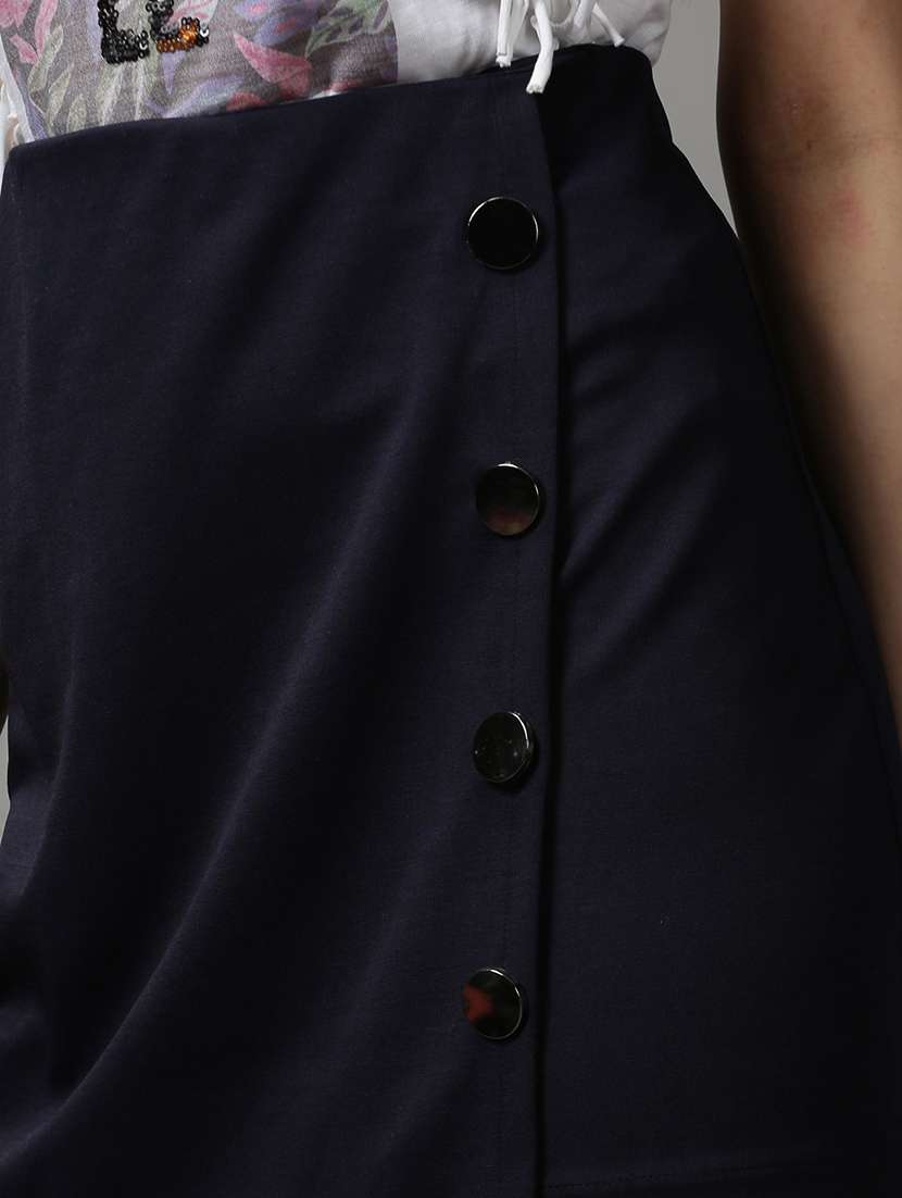 navy blue solid a-line skirt - 18590828 -  Standard Image - 5