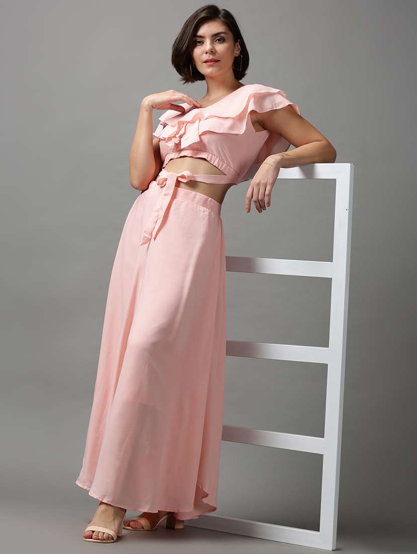 solid blend top and palazzos set set - 18590837 -  Standard Image - 3