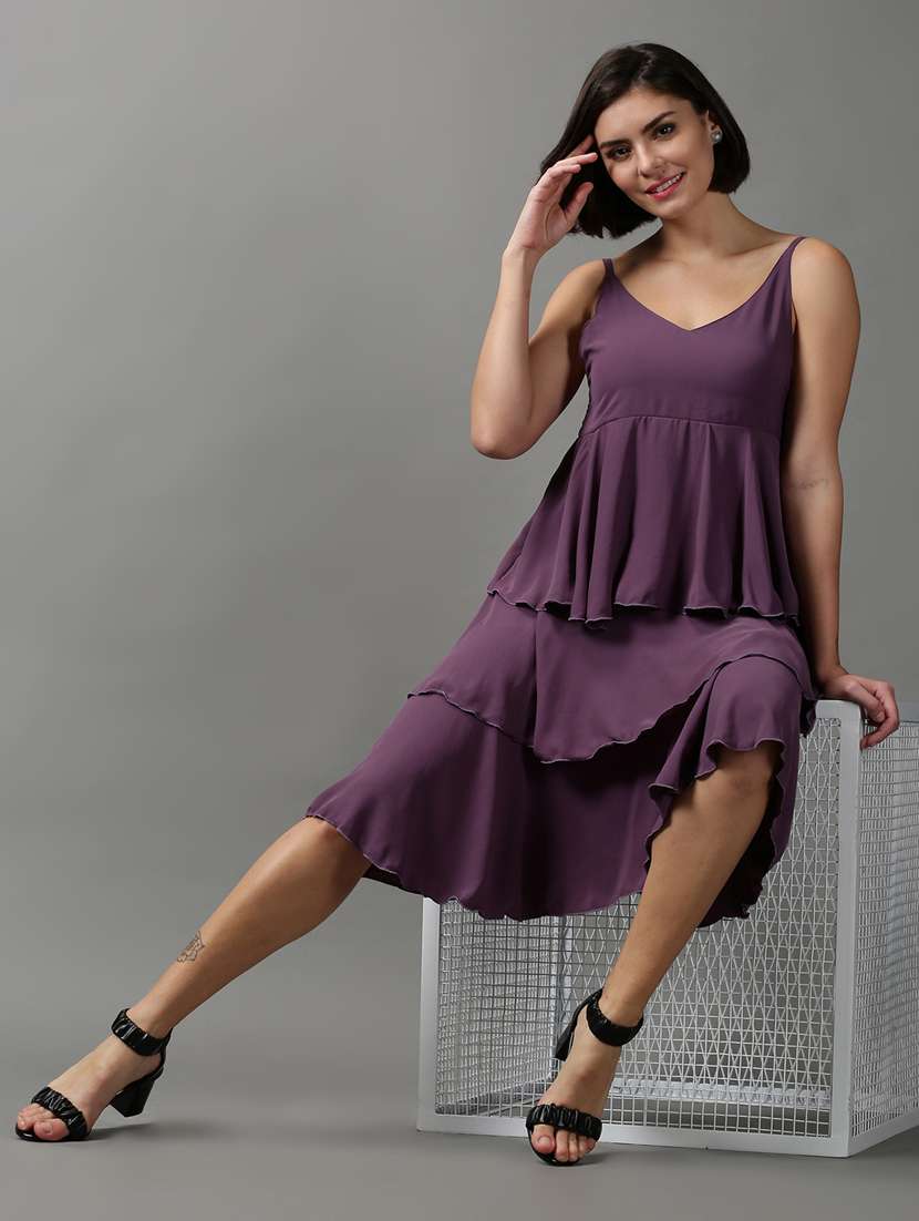 women's layered solid dress - 18590897 -  Standard Image - 3