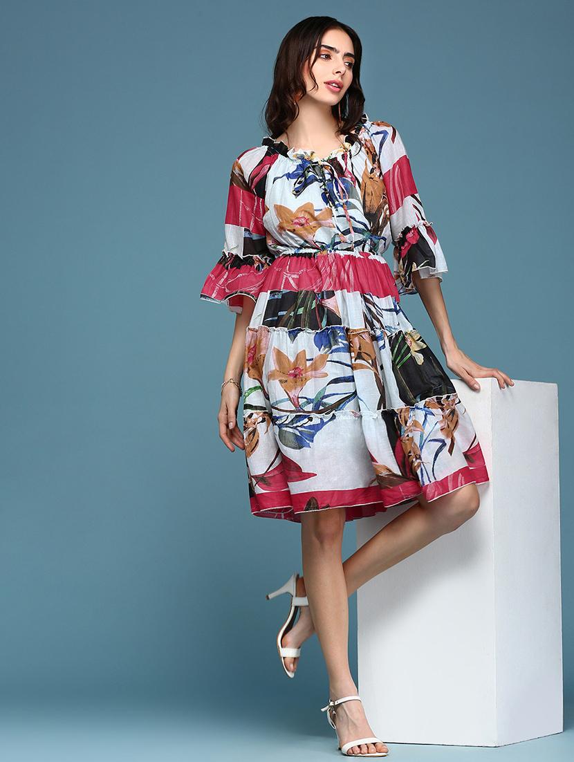 women's tiered dress floral dress - 18590963 - Standard Image - 3