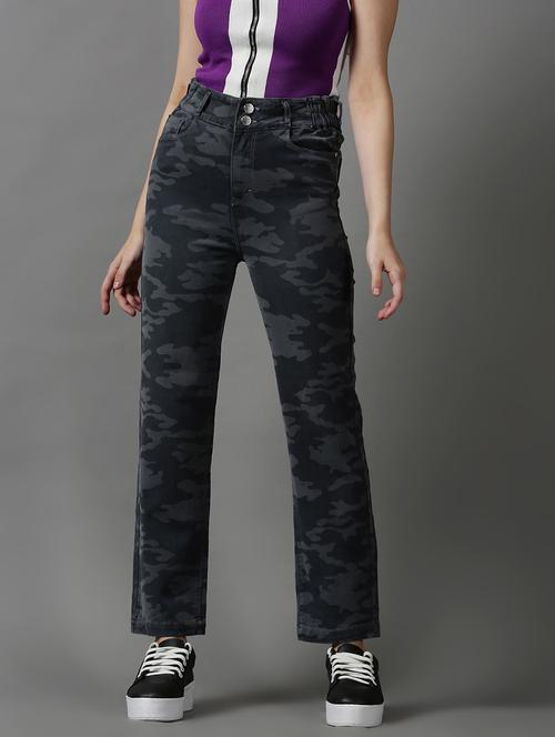 women's printed straight fit jeans - 18590992 - Standard Image - 0