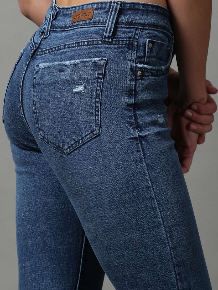 women's distress slim fit jeans - 18591013 - Standard Image - 5