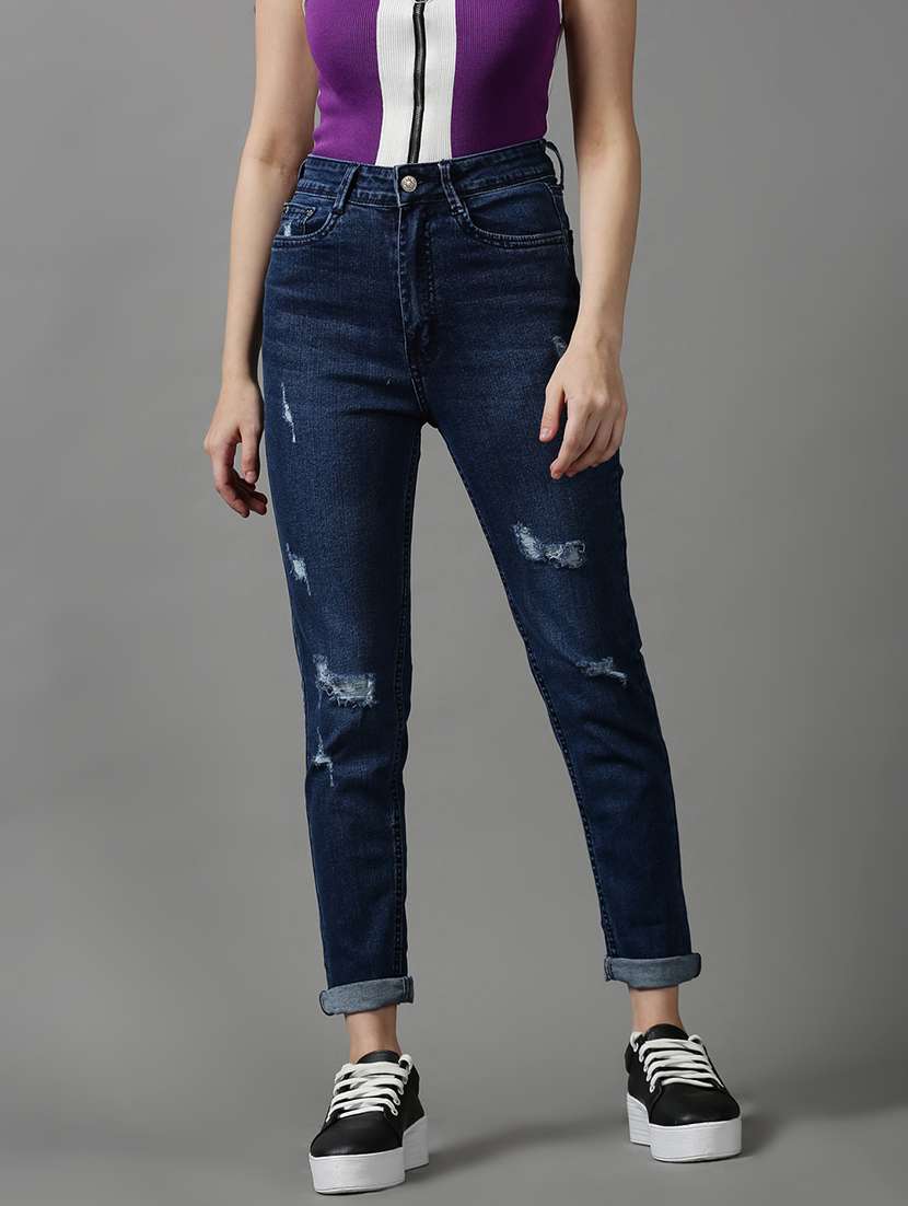 women's distress slim fit jeans - 18591015 -  Zoom Image - 0