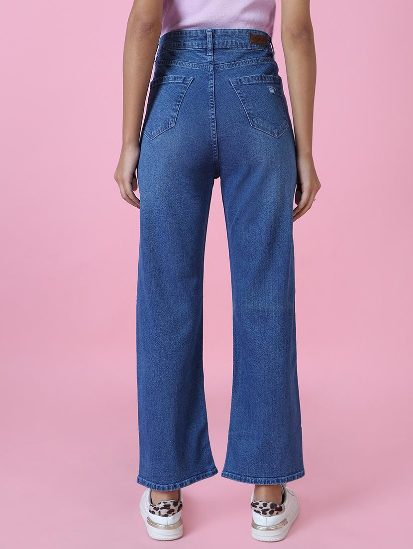 women's distress straight fit jeans - 18591031 - Standard Image - 3