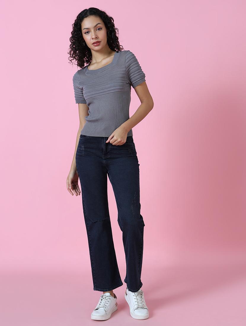 women's plain straight fit jeans - 18591032 - Standard Image - 5