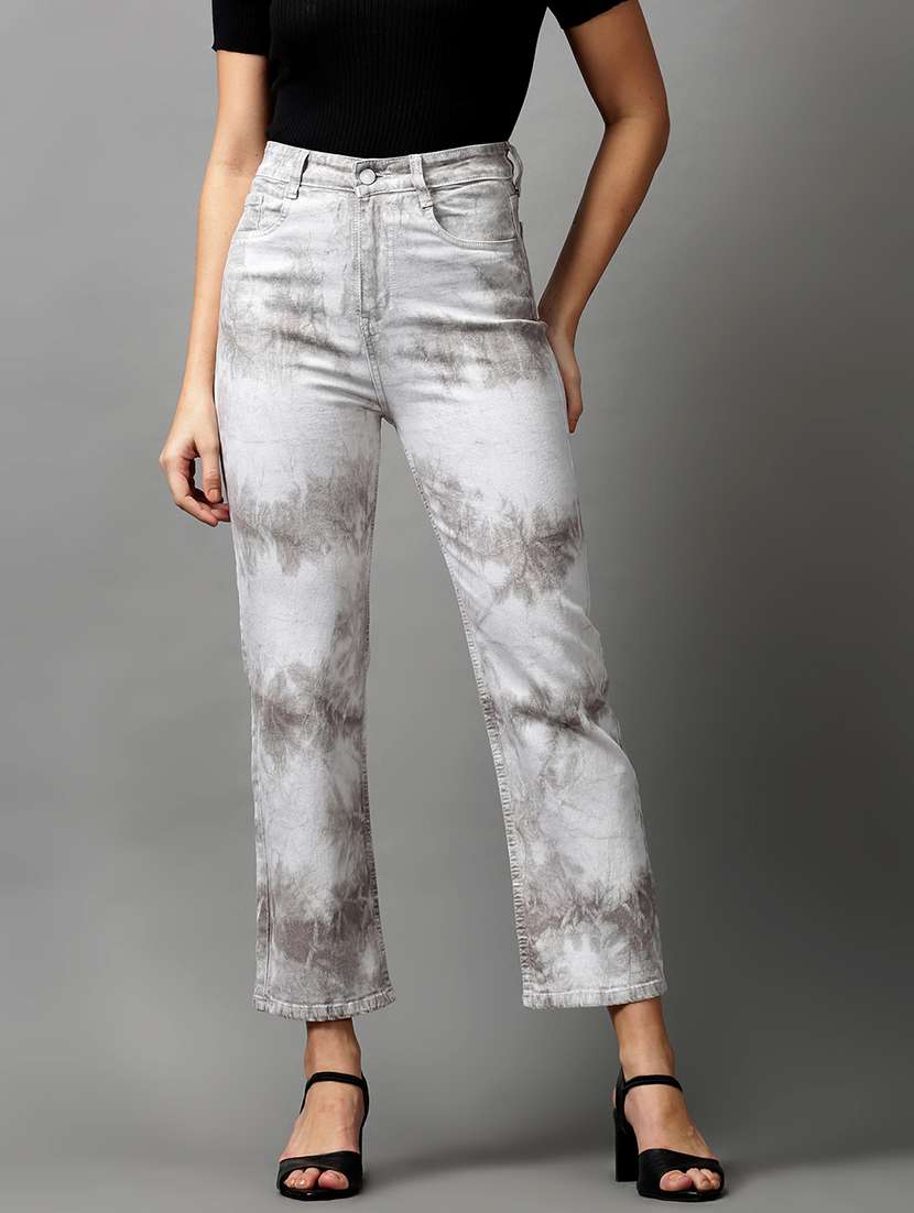women's tie & dye straight fit jeans