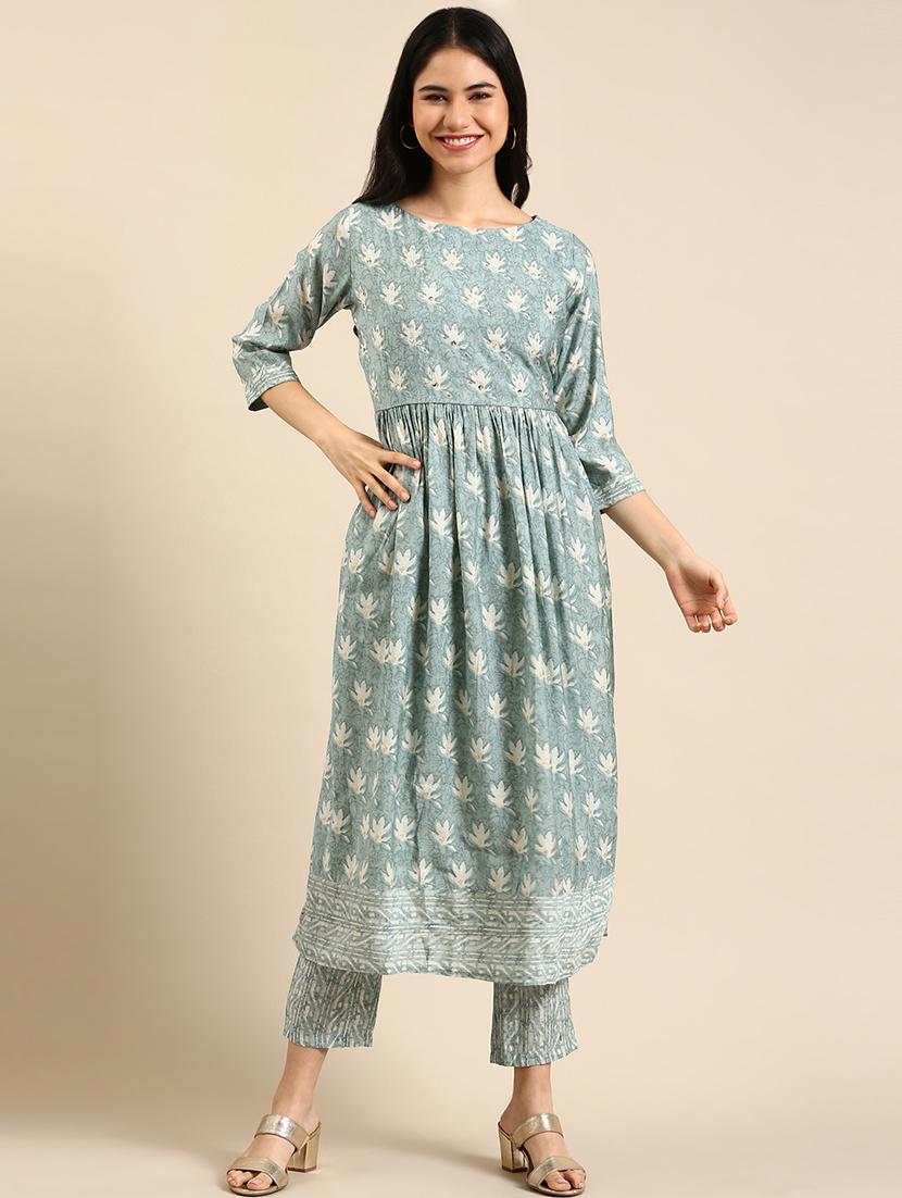 women floral round neck kurta pant set - 18591195 - Zoom Image - 0