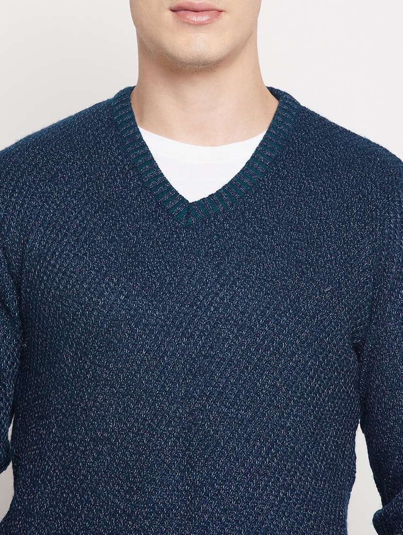 navy blue self designed pullover - 18591565 -  Standard Image - 5