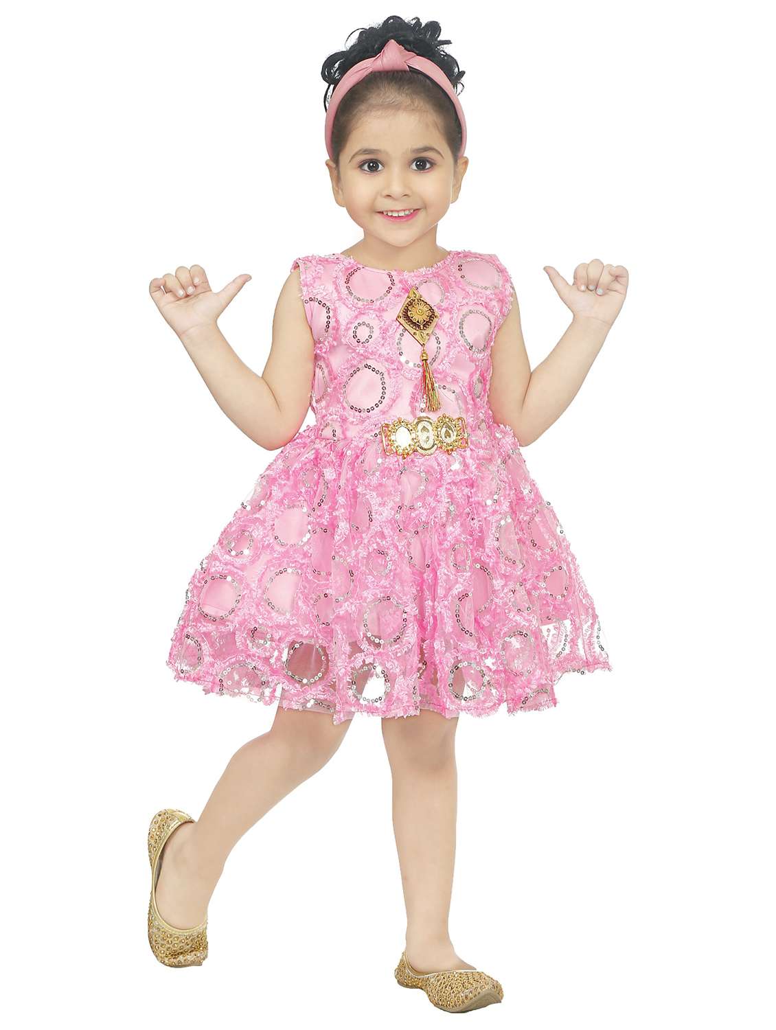 girls round neck sleeveless frock