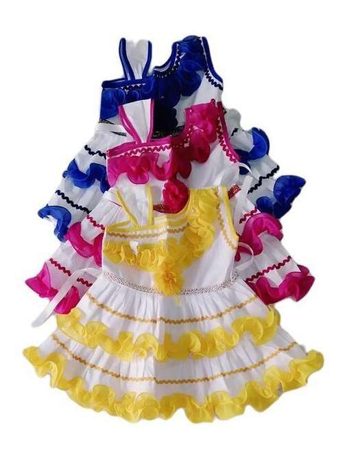 Girls Asymmetric Neck Sleeveless Frock