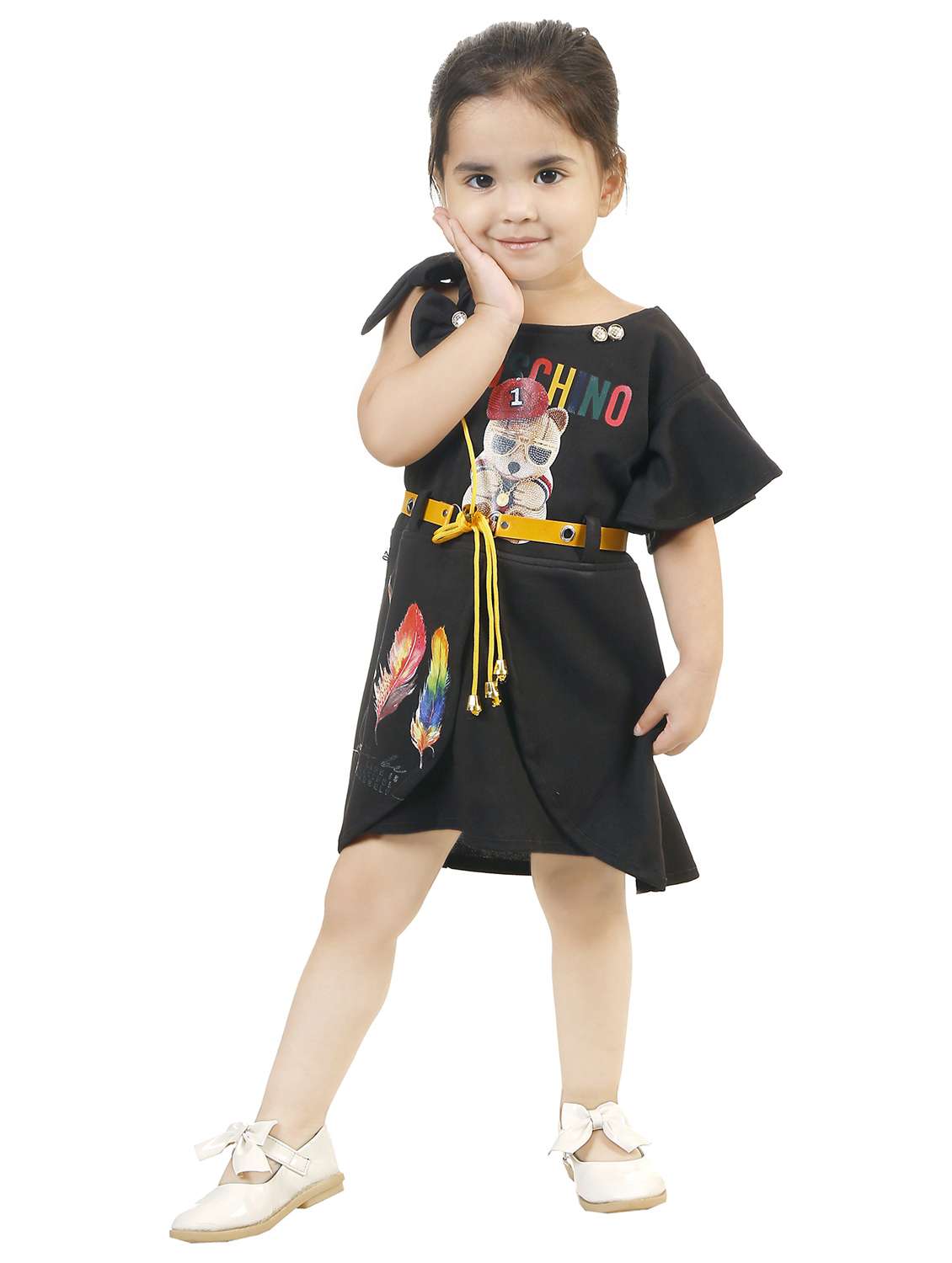 girls round neck short sleeves frock