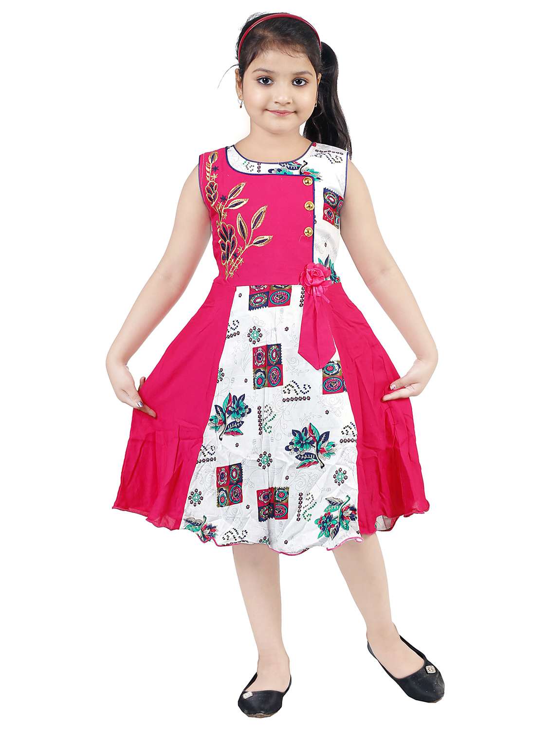girls round neck sleeveless frock