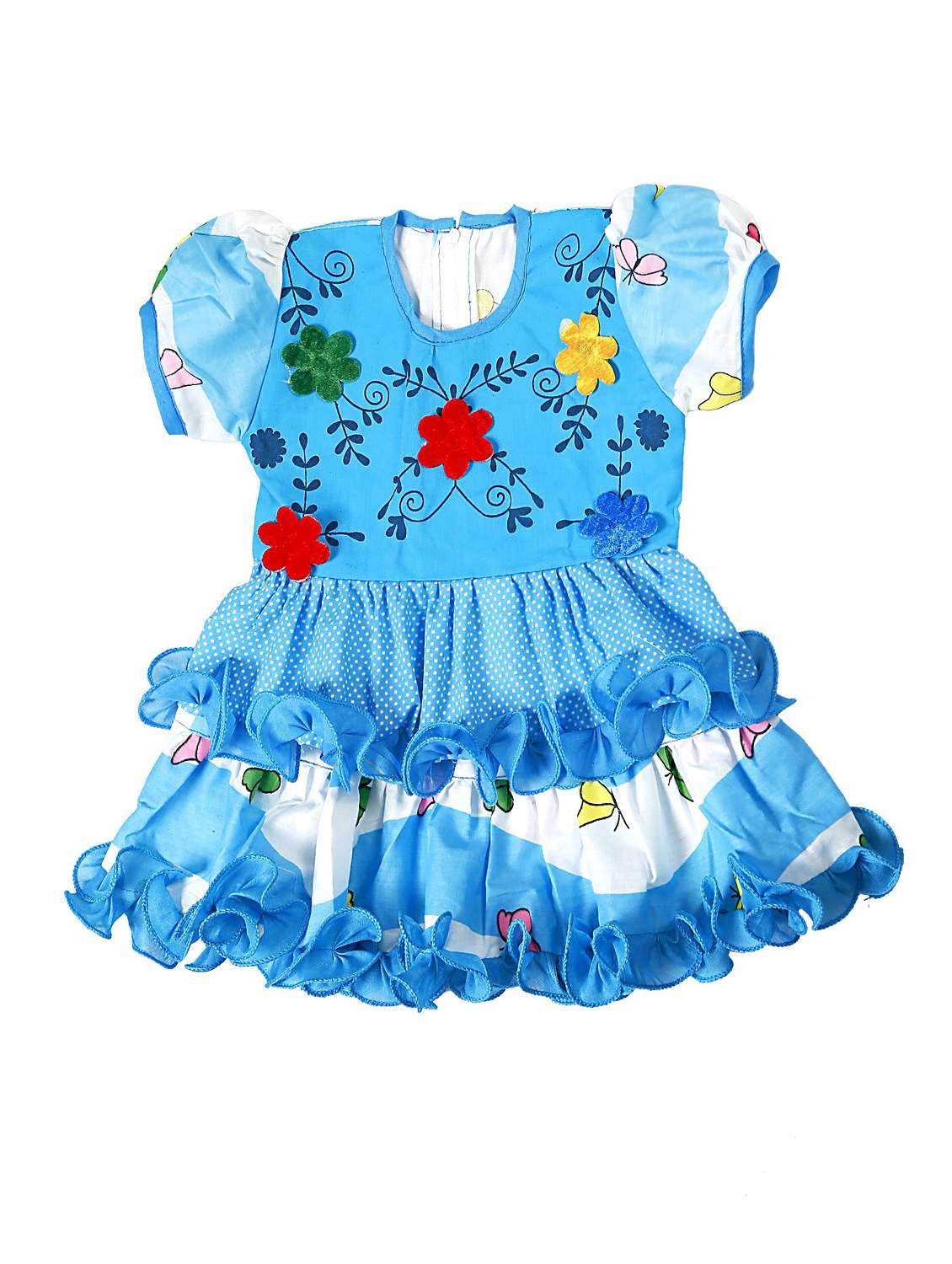 girls round neck short sleeves frock