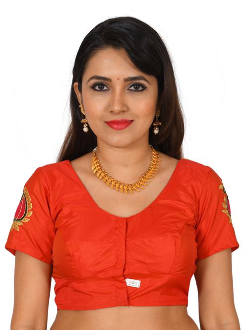 women red embroidered stitched blouse - 18592159 - Standard Image - 0