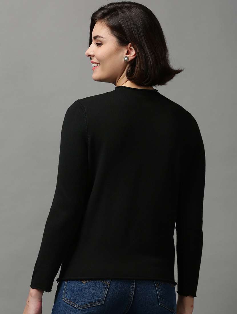 women black typographic round neck pullover - 18592461 - Standard Image - 3