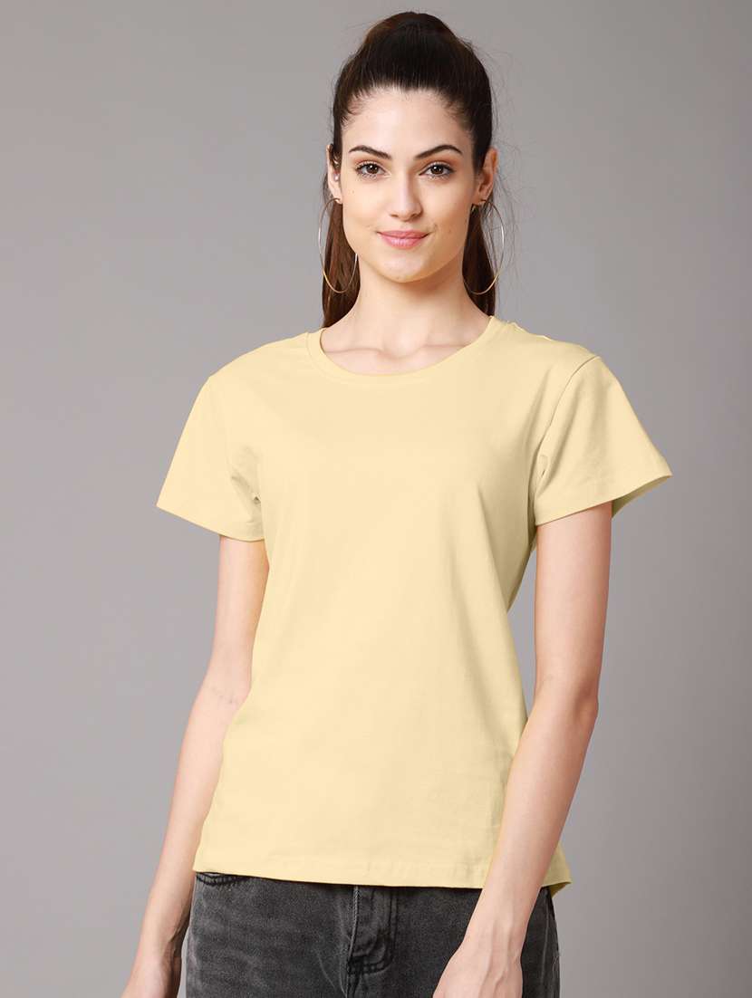 women solid round neck t-shirt