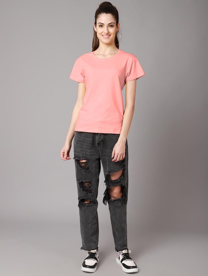 women's plain round neck t-shirt - 18593021 - Standard Image - 3