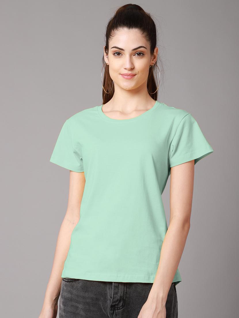 women's plain round neck t-shirt - 18593022 -  Zoom Image - 0