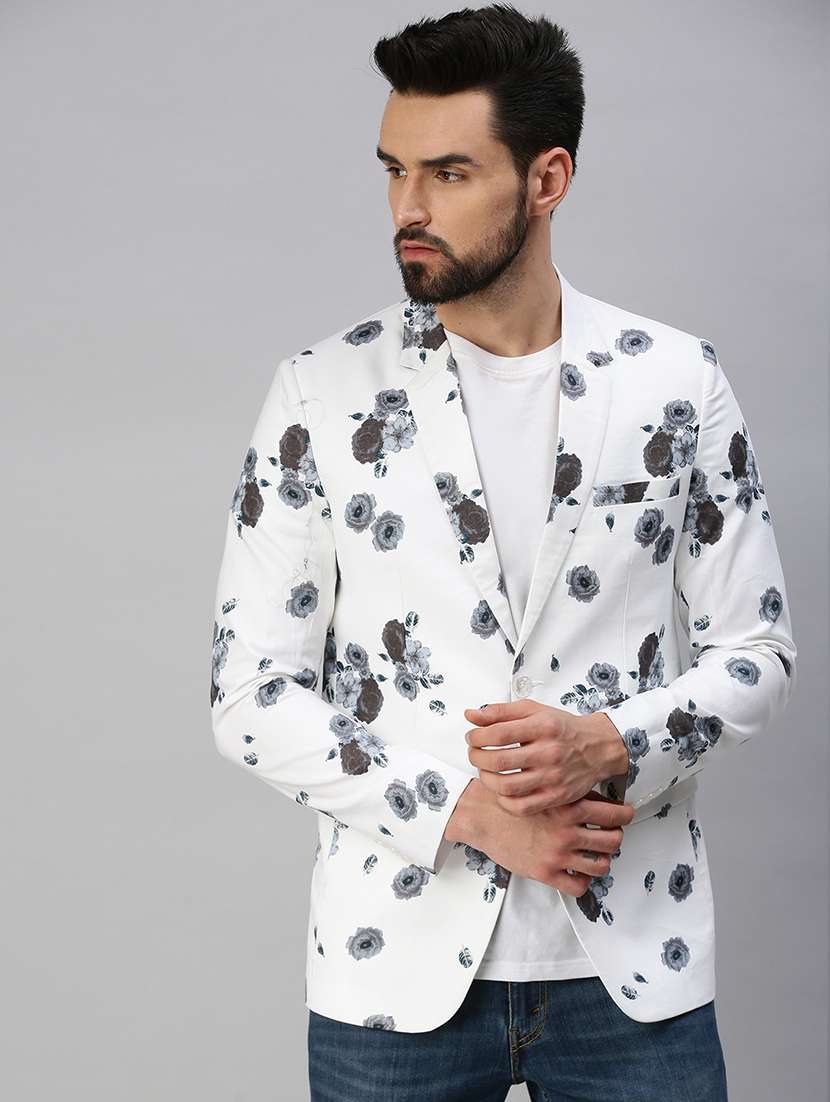 printed single breasted casual blazer