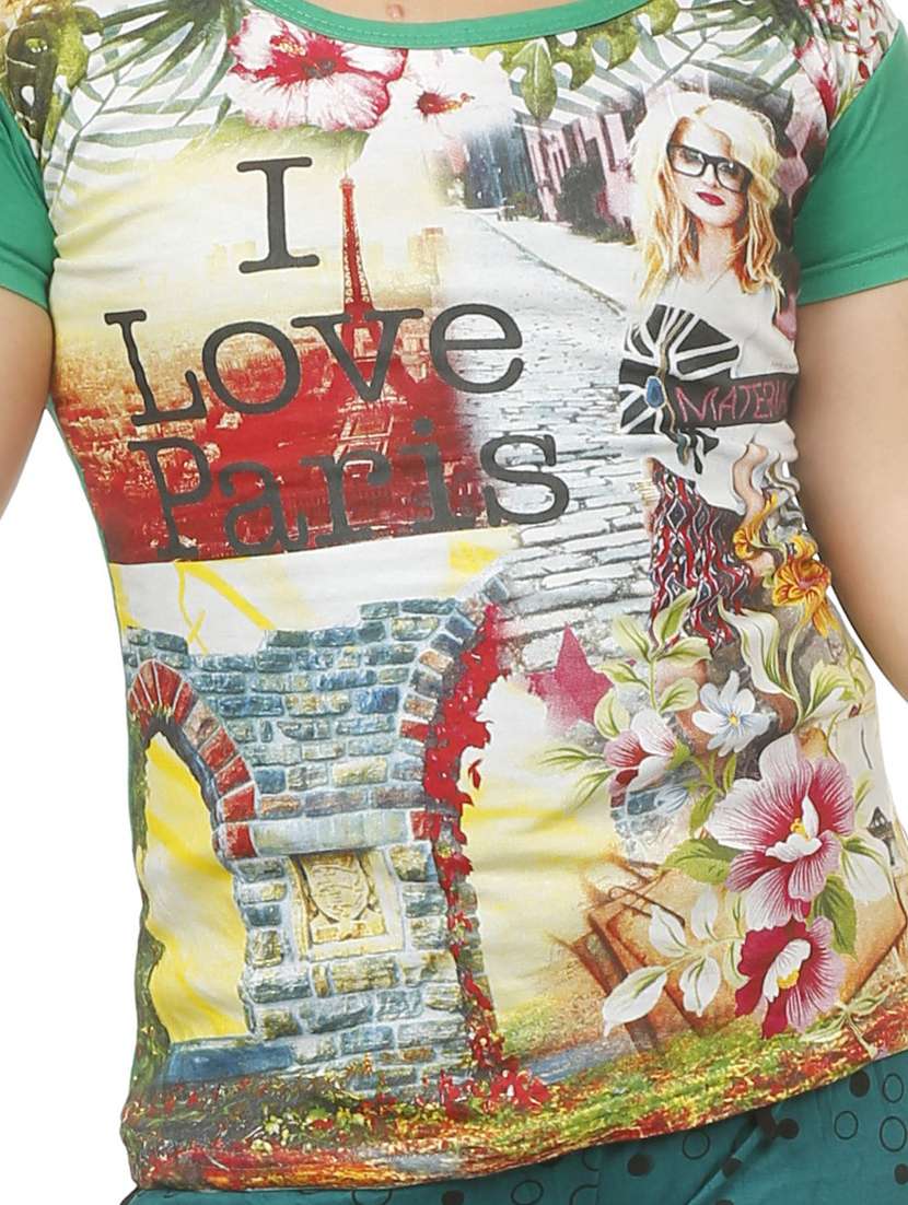 girls round neck printed nightwear shorts set - 18594433 -  Standard Image - 3