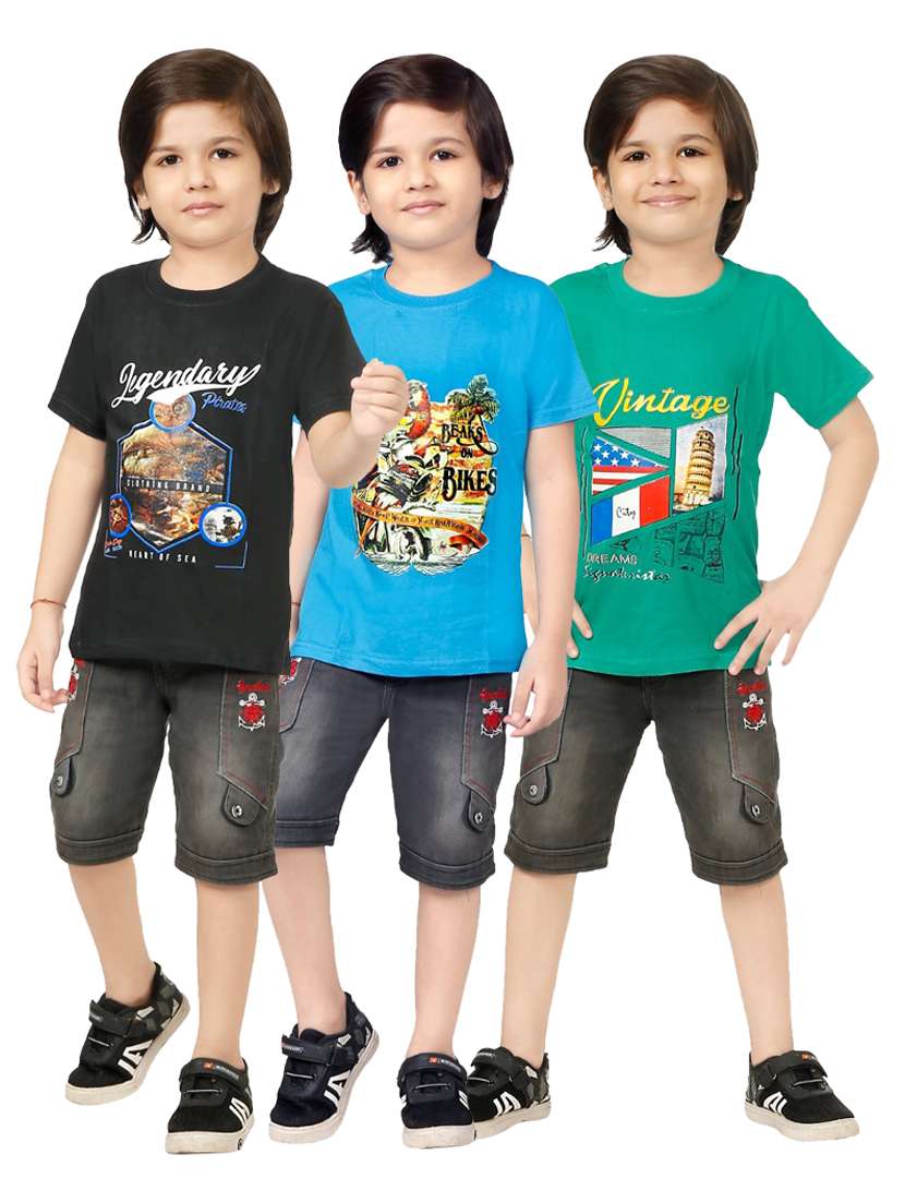 pack of 3 round neck printed t-shirt