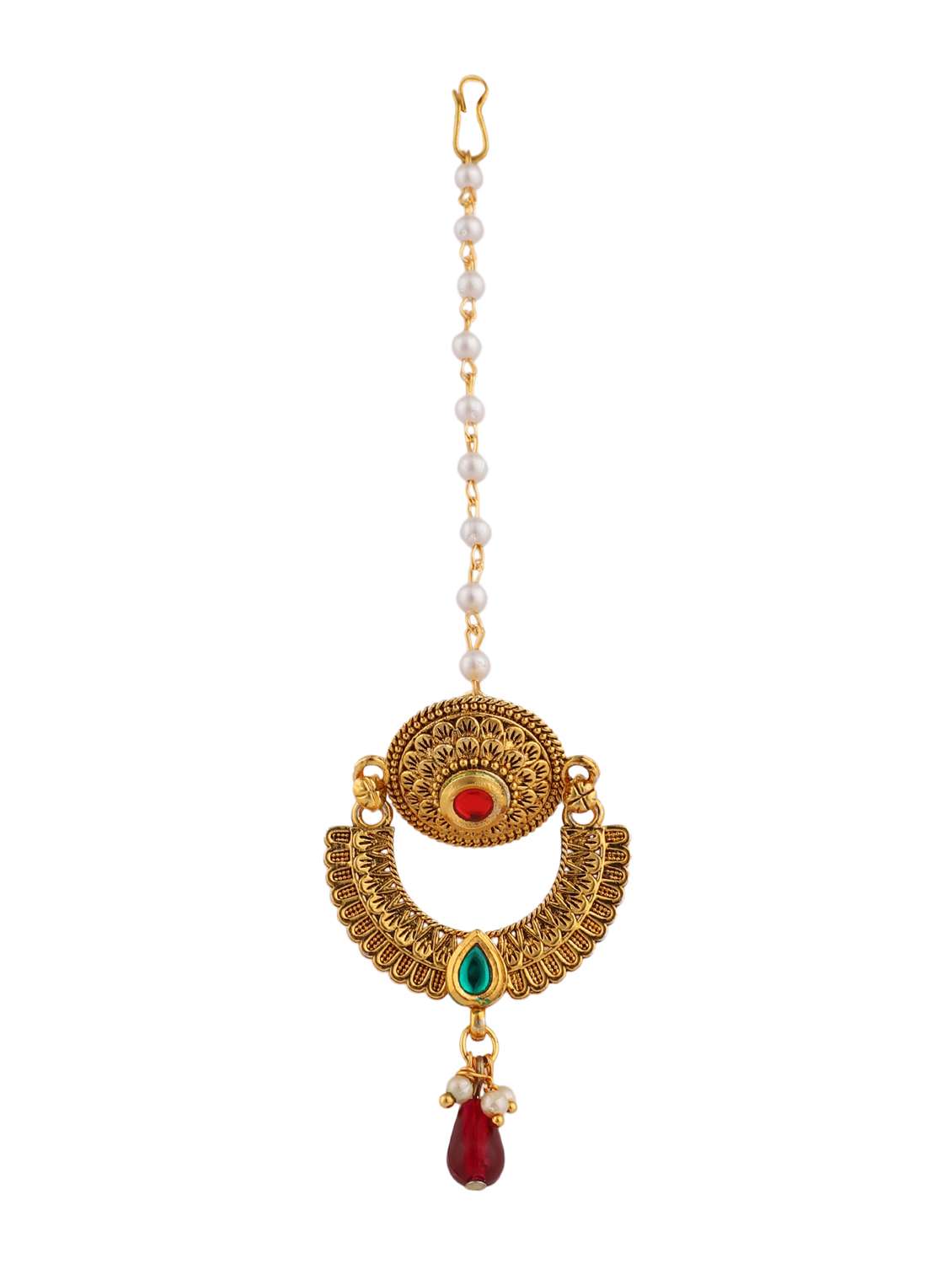 gold brass single maang teeka