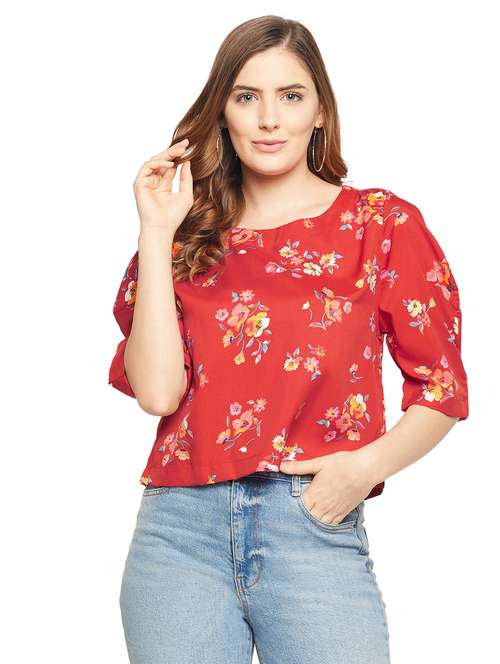 women's crop round neck top - 18601304 -  Standard Image - 0