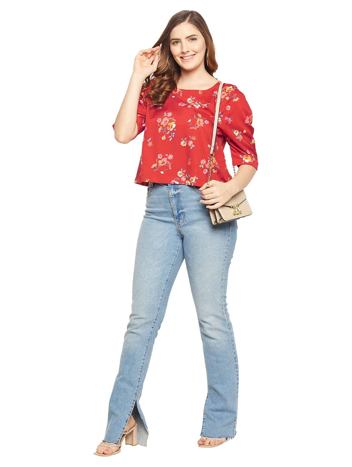 women's crop round neck top - 18601304 -  Standard Image - 3