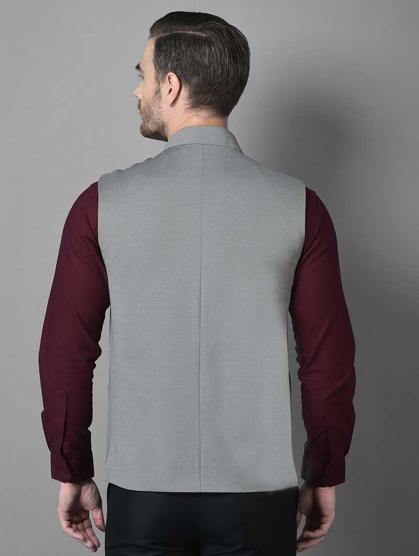 solid woolen classic nehru jacket - 18601506 -  Standard Image - 3