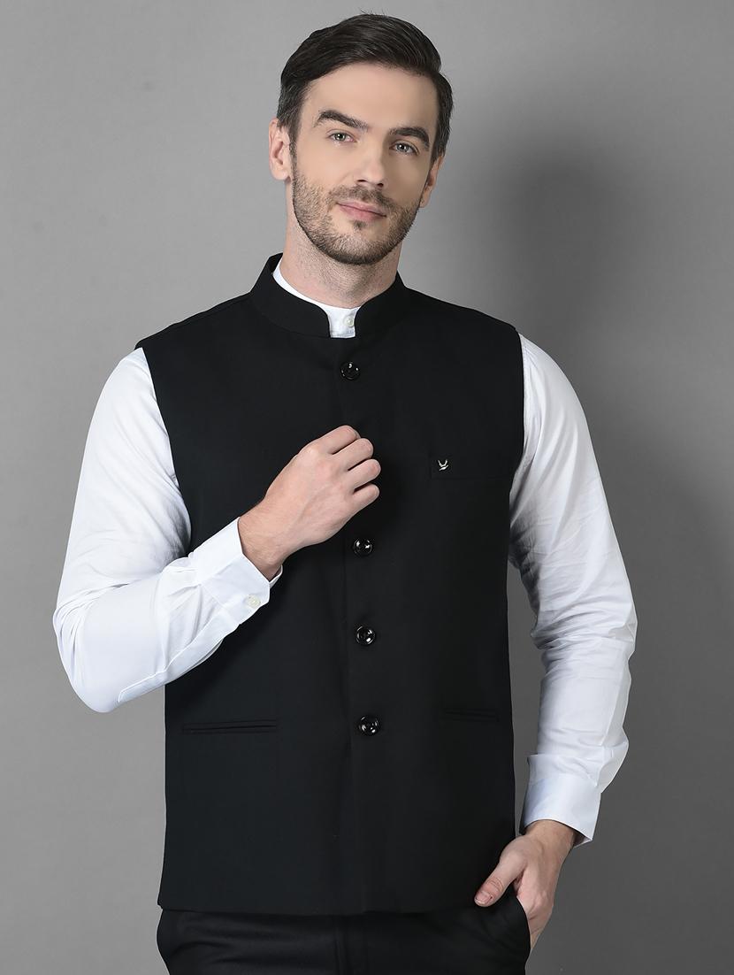 solid woolen classic nehru jacket - 18601511 - Zoom Image - 0