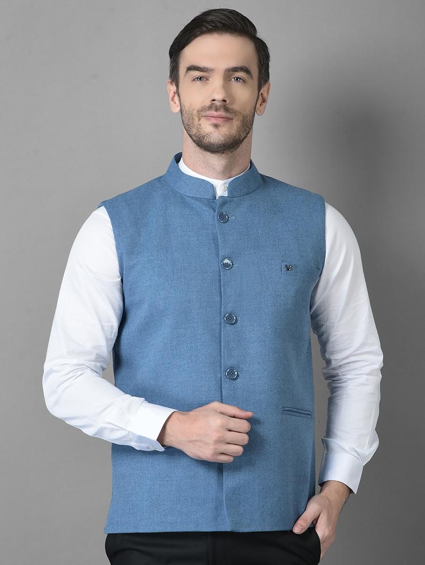 solid woolen classic nehru jacket - 18601512 - Zoom Image - 0