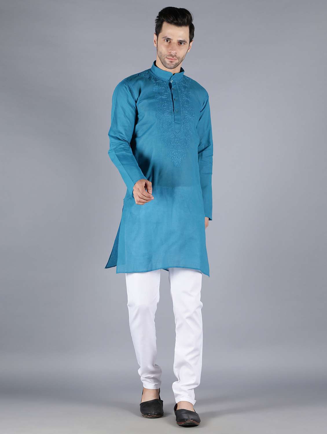 embroidered long kurta - 18602007 - Zoom Image - 0