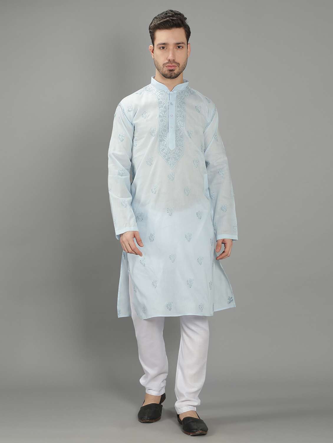embroidered long kurta - 18602036 - Zoom Image - 0