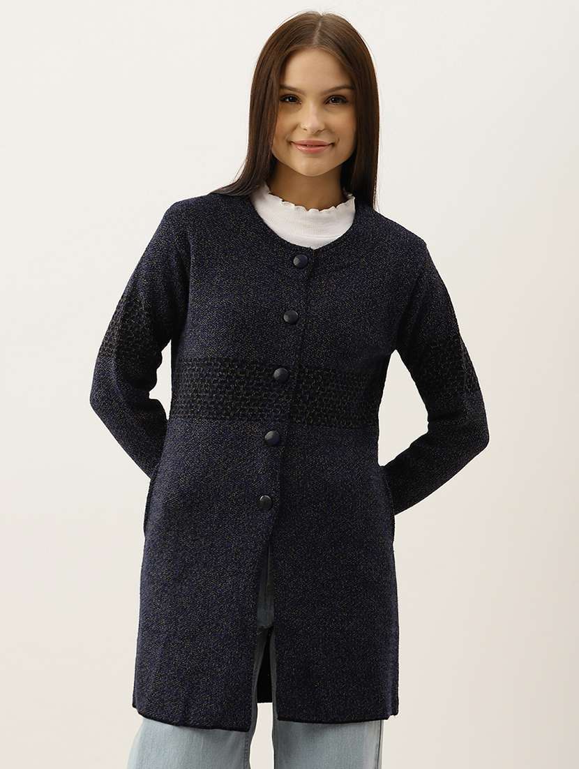 round neck wool cardigan