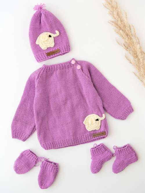 boys lavender self design sweater - 18602313 - Standard Image - 0