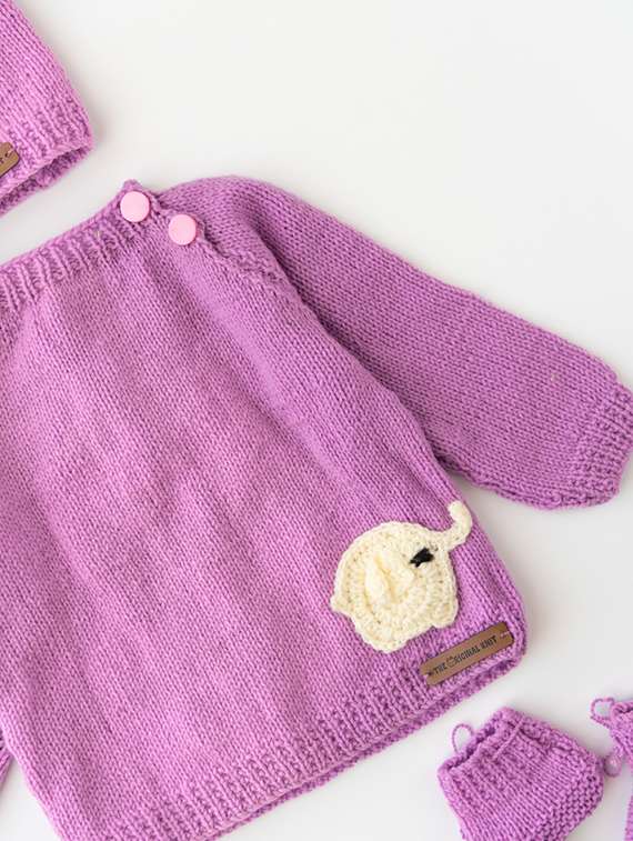 boys lavender self design sweater - 18602313 - Standard Image - 3