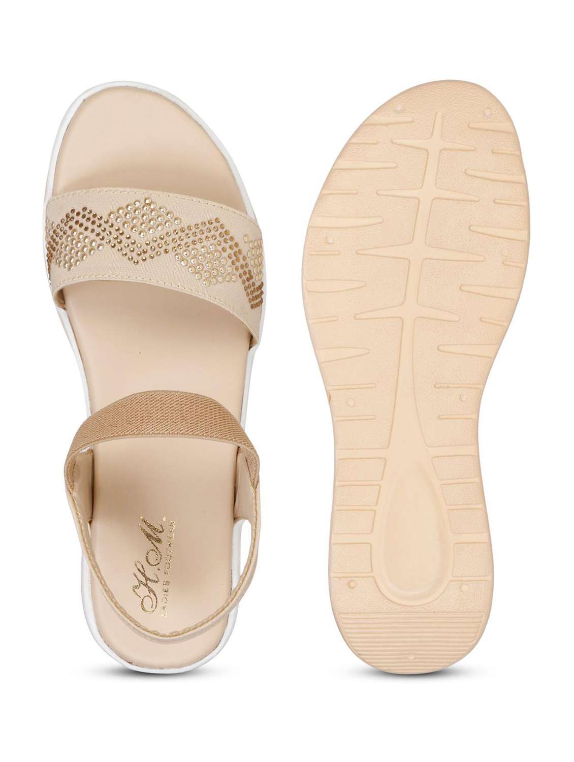 women beige back strap wedge - 18606103 -  Standard Image - 3