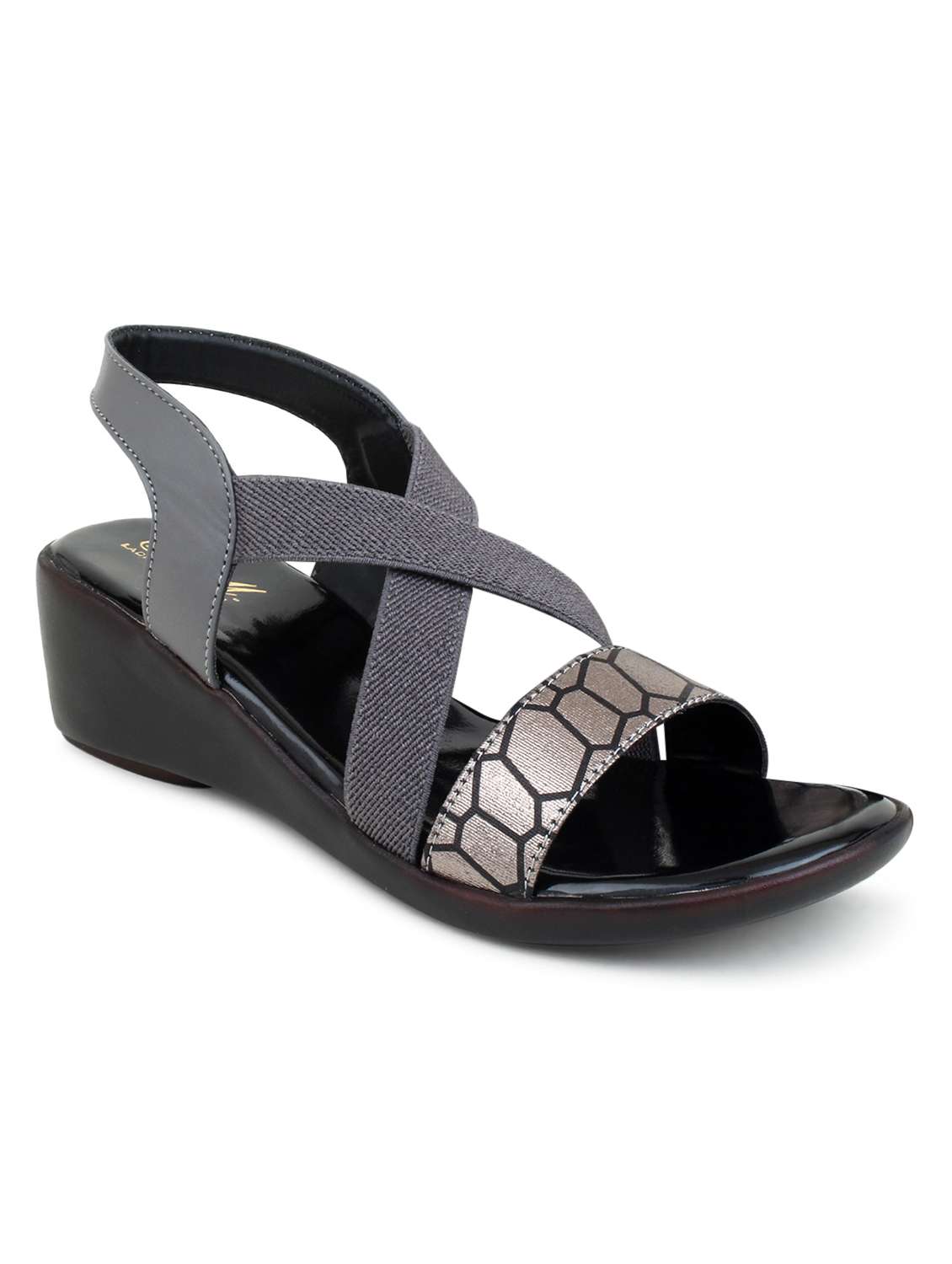 women printed back strap wedge